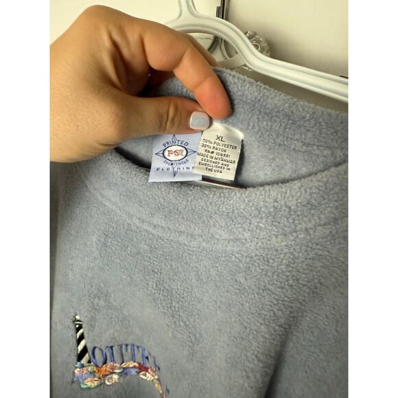 Vintage Outer Banks Granny Blue Fleece Embroidered Crewneck Sweatshirt Size XL - Picture 5 of 7
